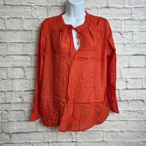 🌼Lucky Brand Womens Top Size Medium V Neck Tie Front Long Sleeve🌼